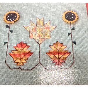 Autumn Colors Cross-Stitch Pattern By Simply Old-Fashioned 5" X 5" Sunflowers &